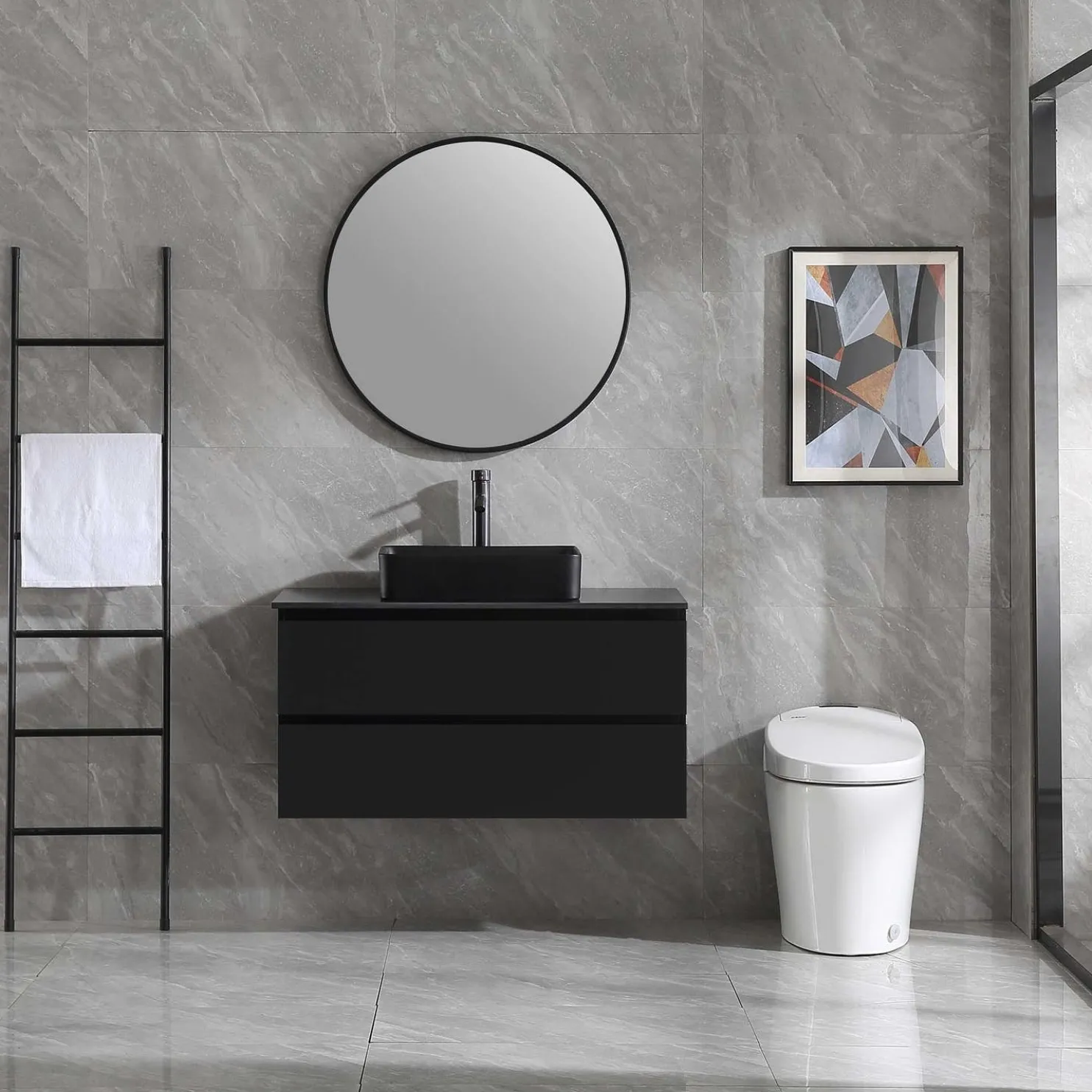 Allaskaappi altaalla Bathlife Extas 600-1000 mm musta
