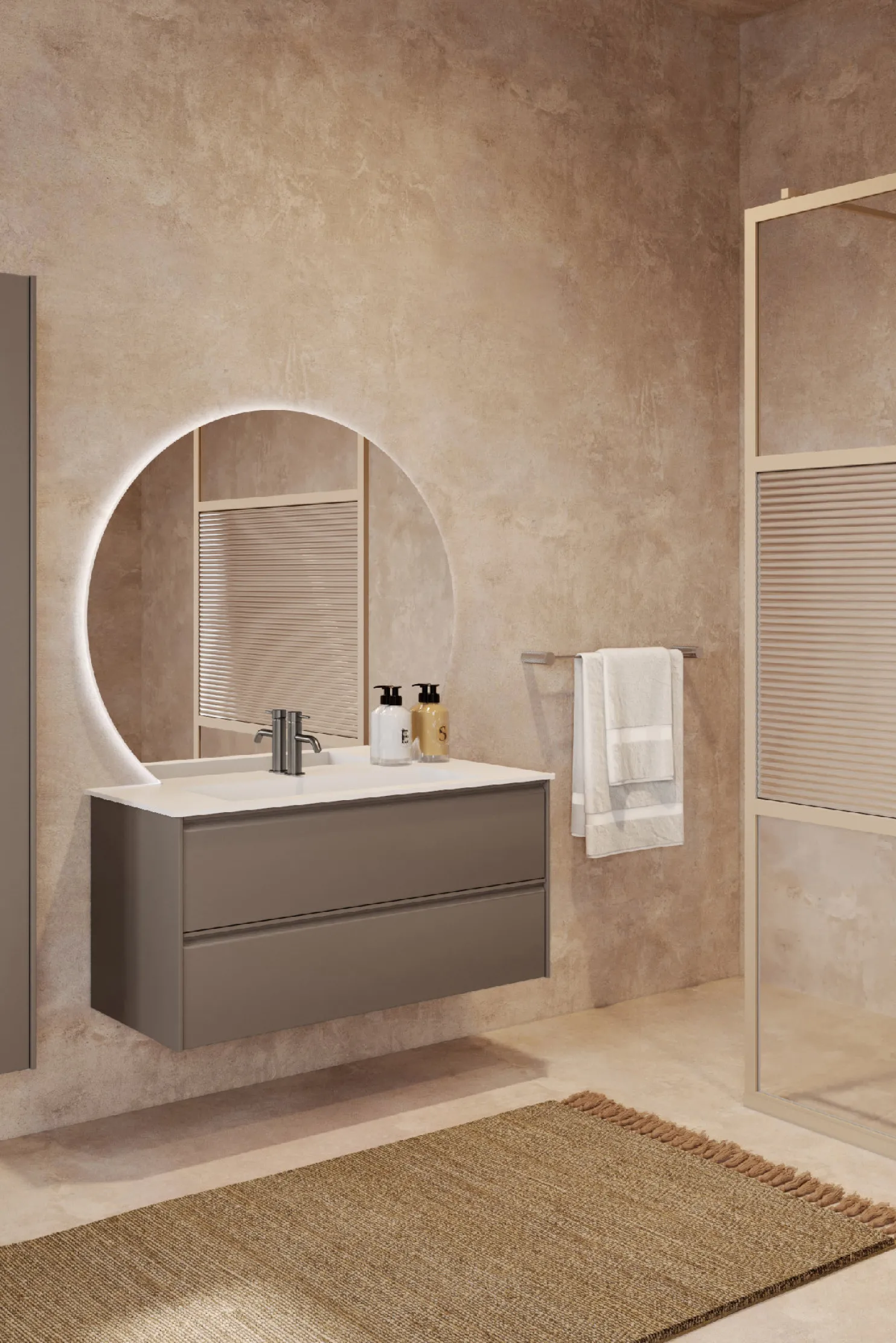 Allaskaappi altaalla Hietakari Corian L04, 984x455x490 mm, valkoinen Corian-allas, eri värejä