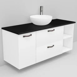 Allaskaappi ja Coast-allas Noro Flexline 168.1 musta taso 1200 mm valkoinen