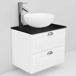 Allaskaappi ja Coast-allas Noro Flexline 16.3 musta taso 600 mm valkoinen kehysovi