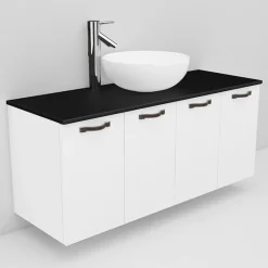 Allaskaappi ja Coast-allas Noro Flexline 128.1 musta taso 1200 mm valkoinen