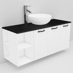 Allaskaappi ja Coast-allas Noro Flexline 144.1 musta taso 1200 mm valkoinen