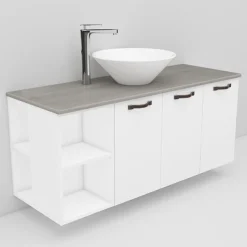Allaskaappi ja Loop-allas Noro Flexline 139.1 1200 mm marmoritaso valkoinen