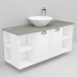 Allaskaappi ja Loop-allas Noro Flexline 147.3 1200 mm marmoritaso valkoinen kehysovi