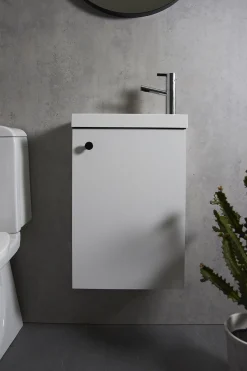 Allaskaappi ja pesuallas Otsoson Luja 400 Virta nuppivedin valkoinen