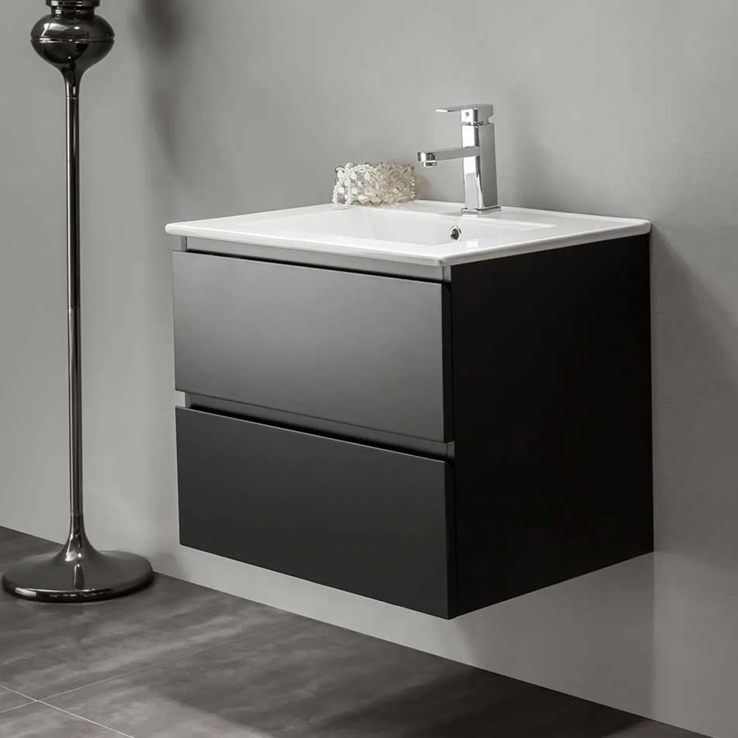 Allaskaappi pesualtaalla Bathlife Eufori, 600-1000 mm, musta