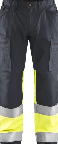 Huomiohousut Blåkläder 1551 Highvis Stretch harmaa/huomiokeltainen
