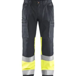 Huomiohousut Blåkläder 1551 Highvis Stretch harmaa/huomiokeltainen