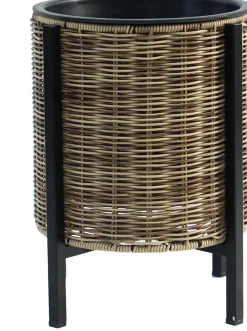 Istutuslaatikko Home4You WICKER jalustalla Ø28xK36 cm, vaaleanruskea