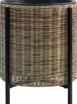 Istutuslaatikko Home4You WICKER jalustalla Ø39xK45 cm, vaaleanruskea