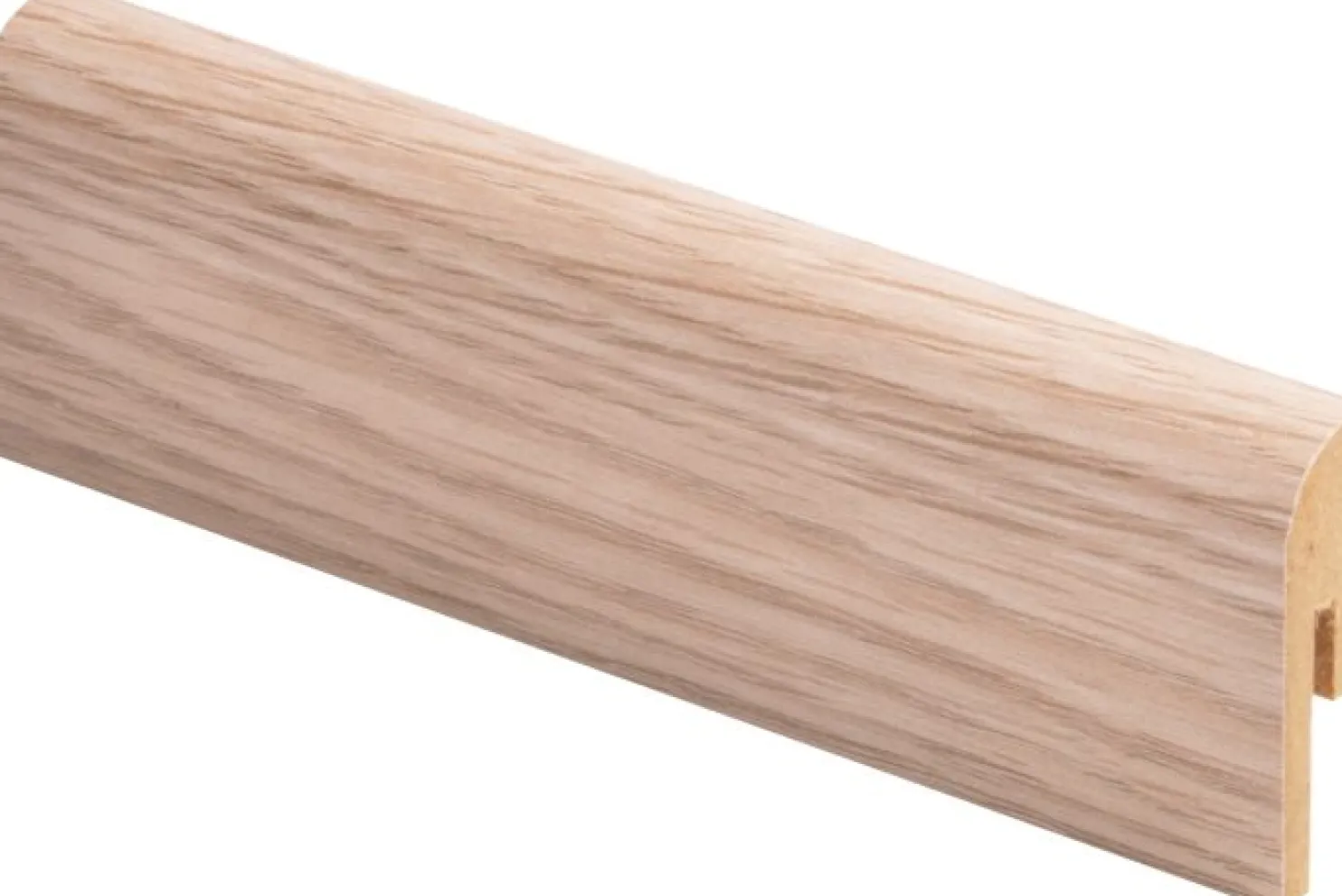 Jalkalista Maler R10 Pyörre 12x42x2750mm MDF valkolakattu tammi