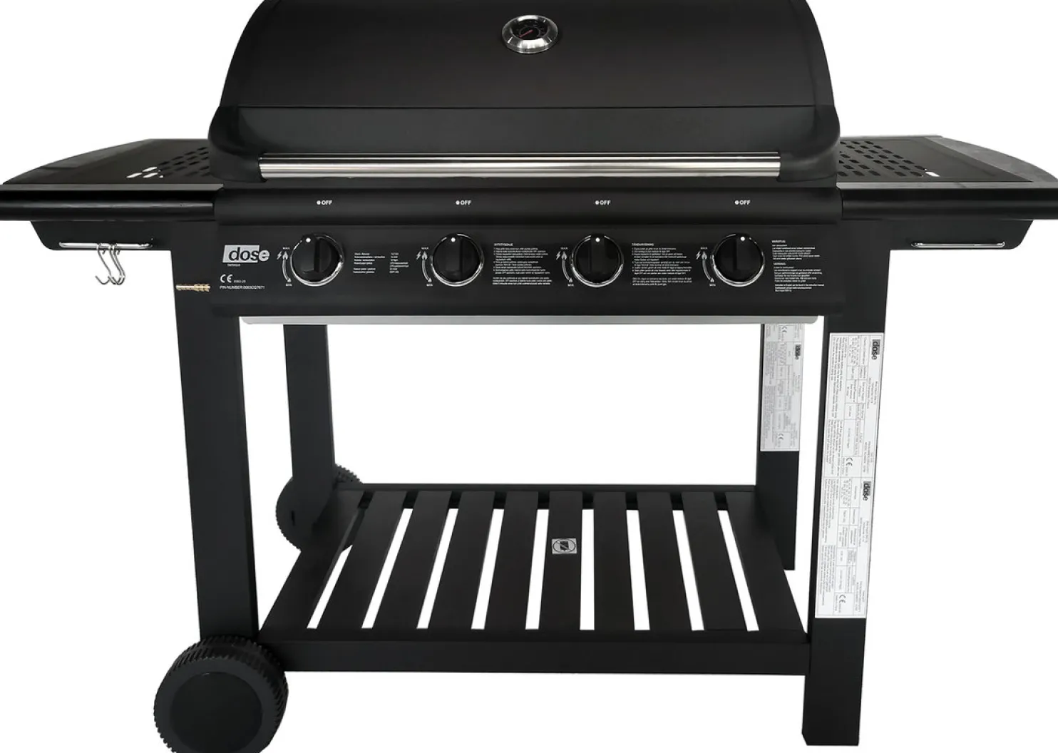 Kaasugrilli Dose Barbeque, 4 poltinta, puutaso, musta
