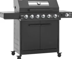 Kaasugrilli Kobe Premium 6+1, 5 poltinta, sivukeitin, Sear-poltin, lasikansi, musta