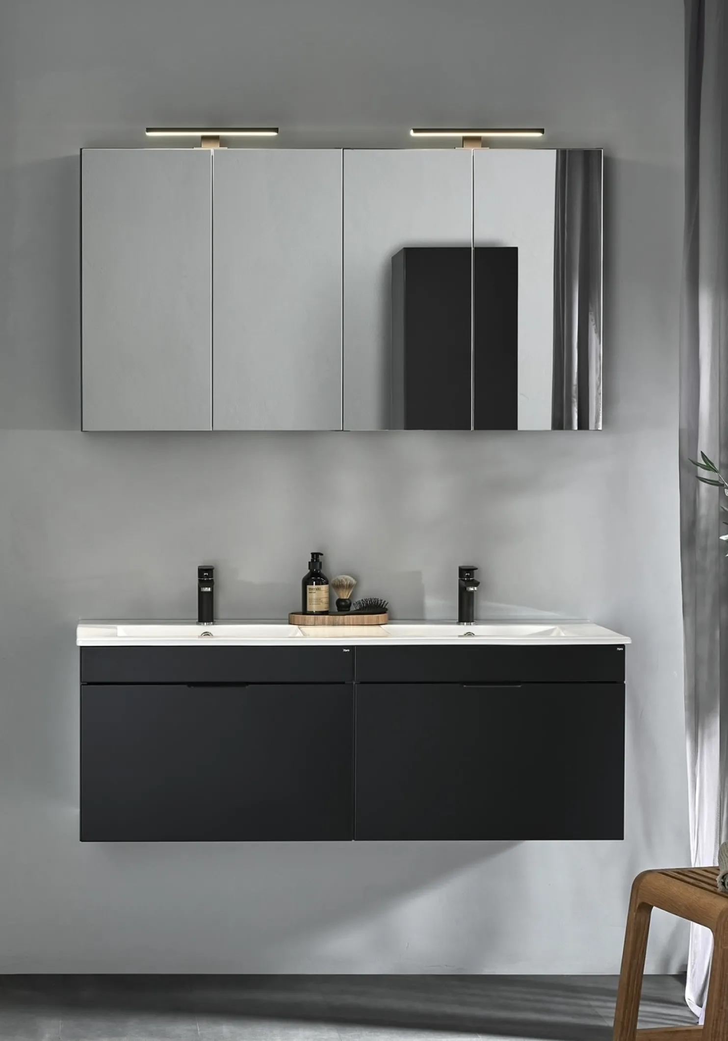 Kaksoisallaskaappi altaalla Hafa Go 1200D, 1210x465mm, musta