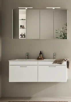 Kaksoisallaskaappi altaalla Hafa Go 1200D, 1210x465mm, valkoinen