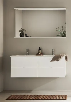 Kaksoisallaskaappi altaalla Hafa Go, 1210x480mm, 4 laatikkoa, valkoinen