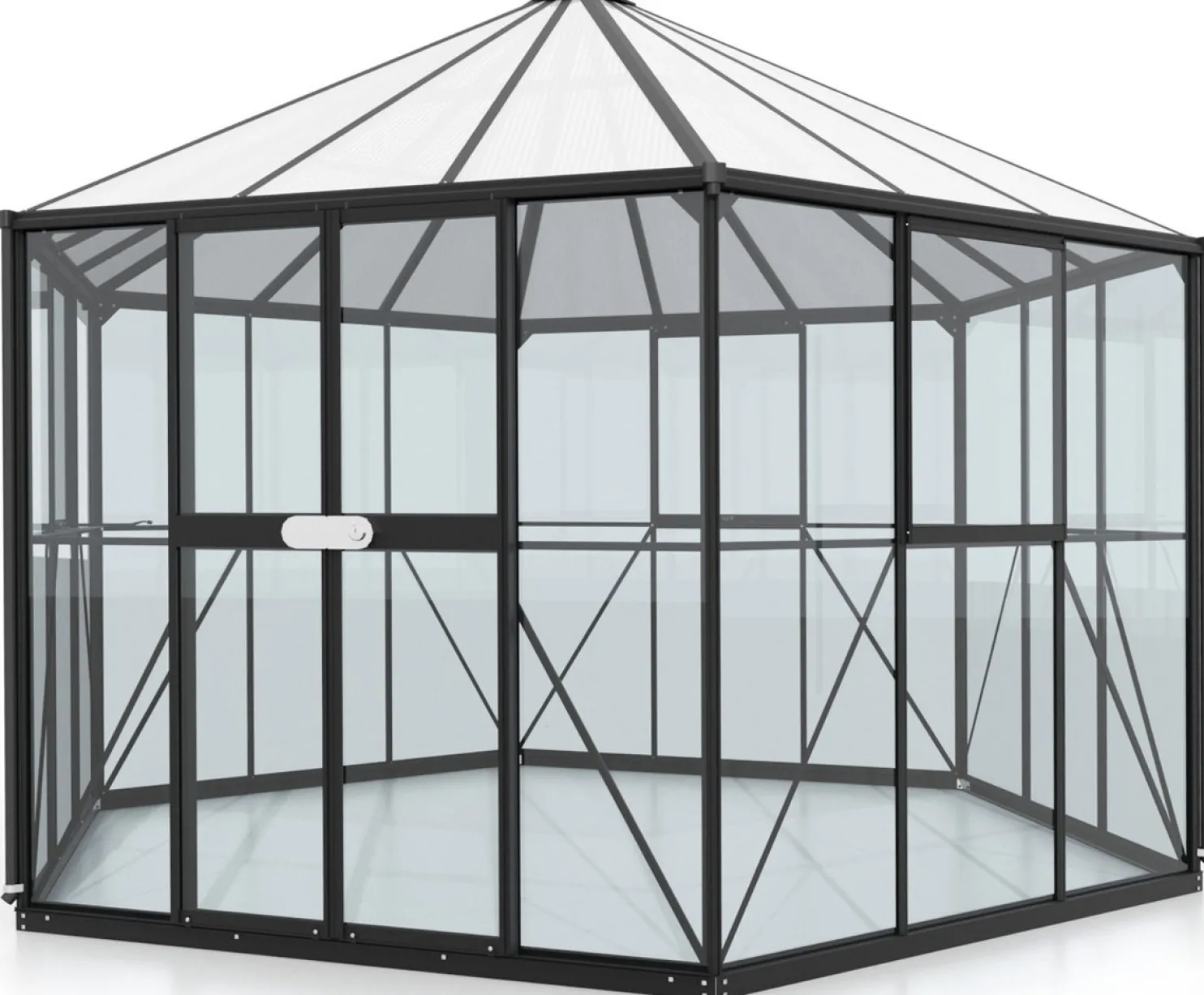 Kasvihuone Vitavia Hera 9000, 9m², lasi/polykarbonaatti, musta