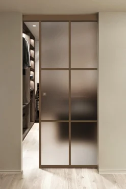 Kattokiinnitteinen liukuovi Hietakari Inne C1P Paris, soft closing -mekanismilla, mittatilaus, eri vaihtoehtoja