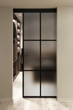 Kattokiinnitteinen liukuovi Hietakari Inne C1P Paris, soft closing -mekanismilla, mittatilaus, eri vaihtoehtoja