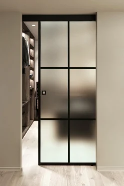 Kattokiinnitteinen liukuovi Hietakari Inne C1P Paris, soft closing -mekanismilla, mittatilaus, eri vaihtoehtoja