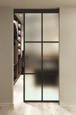 Kattokiinnitteinen liukuovi Hietakari Inne C1P Paris, soft closing -mekanismilla, mittatilaus, eri vaihtoehtoja