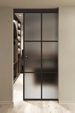 Kattokiinnitteinen liukuovi Hietakari Inne C1P Paris, soft closing -mekanismilla, mittatilaus, eri vaihtoehtoja