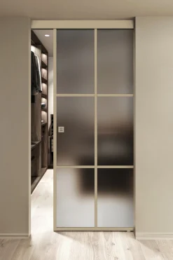 Kattokiinnitteinen liukuovi Hietakari Inne C1P Paris, soft closing -mekanismilla, mittatilaus, eri vaihtoehtoja