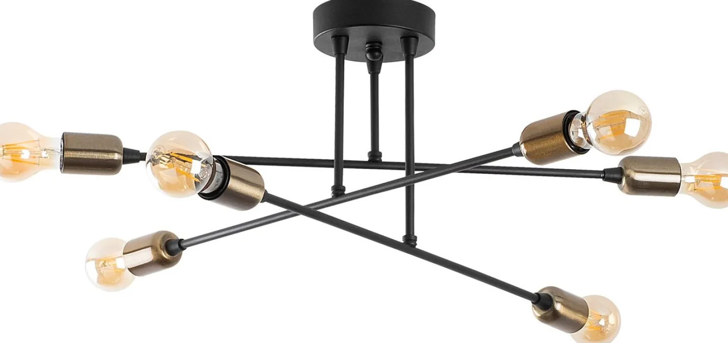 Kattovalaisin Linento Lighting Fleur 6-osainen musta/pronssi