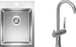 Keittiöallas Lapetek Luna-X 340-IFA 505x390mm rst + keittiöhana Lapetek Round-A, APK-venttiili, kromi
