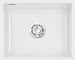 Keittiöallas Lavabo Mera 50 U, 556x441mm, keramiikka, valkoinen, eri pohjaventtiilin värejä