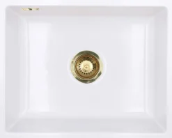 Keittiöallas Lavabo Mera 50 U, 556x441mm, keramiikka, valkoinen, eri pohjaventtiilin värejä