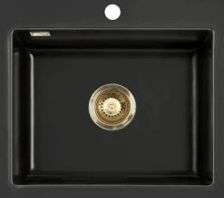 Keittiöallas Lavabo Mera 57, 575x510mm, keramiikka, mattamusta, eri pohjaventtiilin värejä