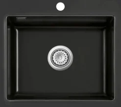 Keittiöallas Lavabo Mera 57, 575x510mm, keramiikka, mattamusta, eri pohjaventtiilin värejä