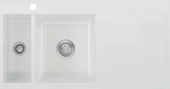 Keittiöallas Lavabo Mera 100 1½, 1000x510mm, vasen, keramiikka, valkoinen/kromi