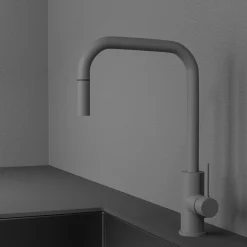 Keittiöhana Scandtap Steel Accent Square Scrap D APK-liitäntä ulosvedettävä juoksuputki harmaa