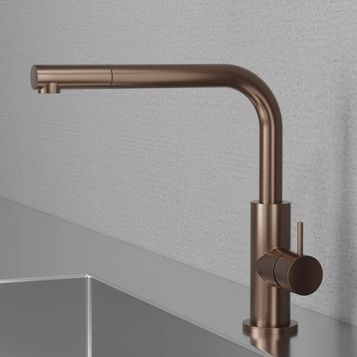 Keittiöhana Scandtap Steel Accent 90 Amber, ulosvedettävä juoksuputki, kupari