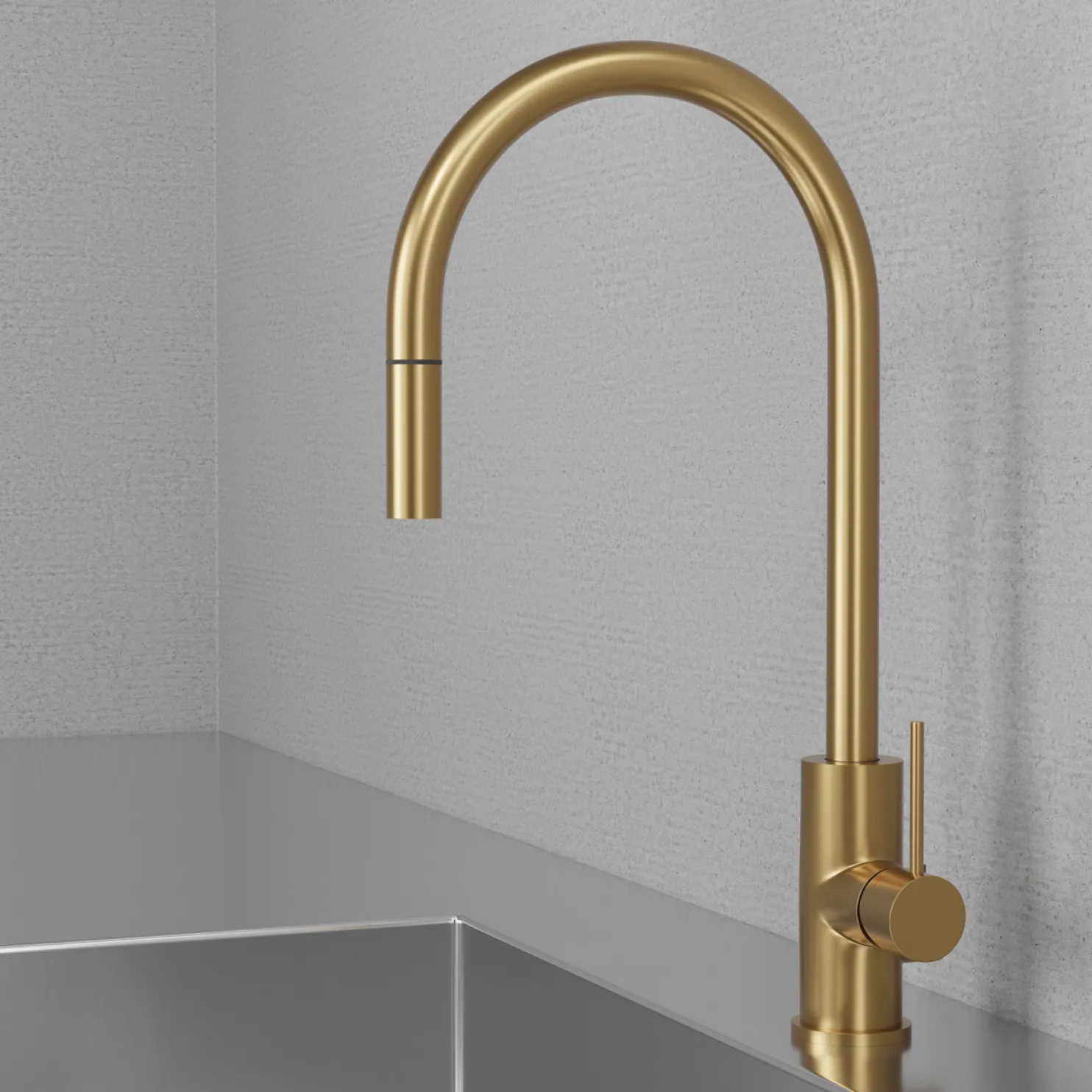 Keittiöhana Scandtap Steel Accent Sand D pesukoneventtiilillä messinki