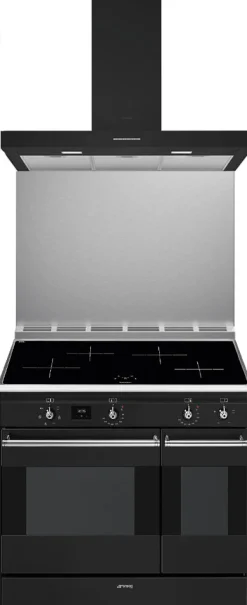 Keittiöpaketti Smeg - CG92IANT9 induktioliesi, roiskesuoja ja liesituuletin, 90 cm, antrasiitti