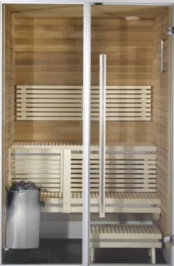Kylpyhuonesauna Harvia Sirius Formula 1200x1240mm eri materiaaleja lämpökäsitelty panelointi