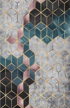 Kynnysmatto Linento HMNT774, 50x80cm, harmaa/sininen