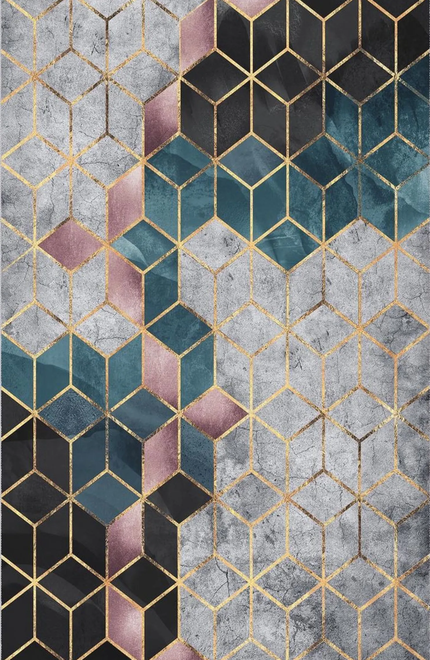 Kynnysmatto Linento HMNT774, 50x80cm, harmaa/sininen