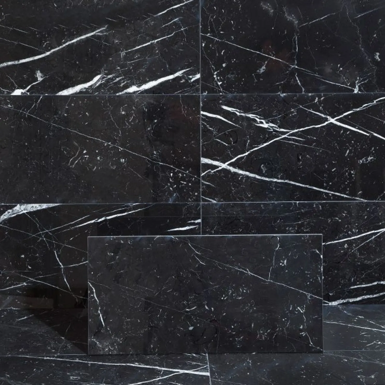 Lattialaatta Arredo Nero Marquina 30.5x61cm, kiillotettu, musta