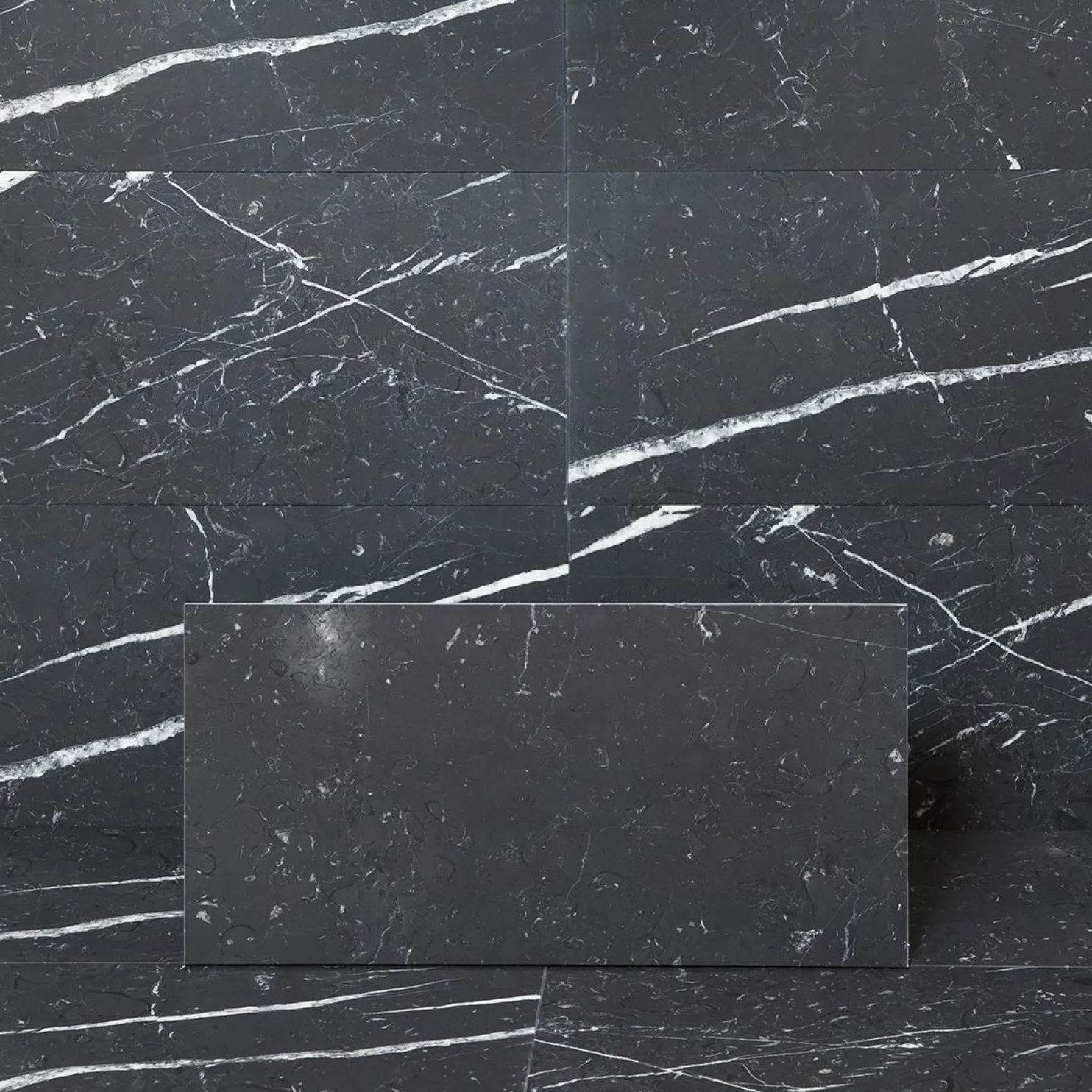 Lattialaatta Arredo Nero Marquina 30.5x61cm, himmeä, musta