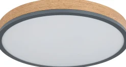 LED-kattovalaisin Globo Doro, 3000K, harmaa/puu, eri kokoja