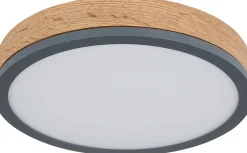 LED-kattovalaisin Globo Doro, 3000K, harmaa/puu, eri kokoja