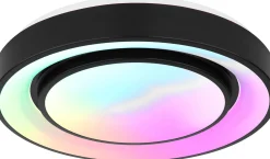 LED-kattovalaisin Globo Sully Ø28cm, 24W, 3000-6500K, sateenkaariefekti, musta