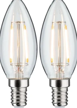 LED-kynttilälamppu Paulmann Candle, E14, 250lm, 2.7W, 2700K, filamentti, kirkas, 2kpl