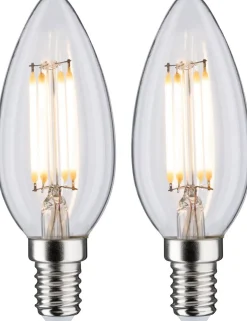 LED-kynttilälamppu Paulmann Candle, E14, 470lm, 4.5W, 2700K, filamentti, kirkas, 2kpl