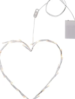 LED-sydänkranssi Star Trading Crispy, 25cm, valkoinen