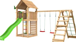 Leikkitorni Jungle Gym Cabin 2.1, 2-Climb Module 220, vihreä liukumäki